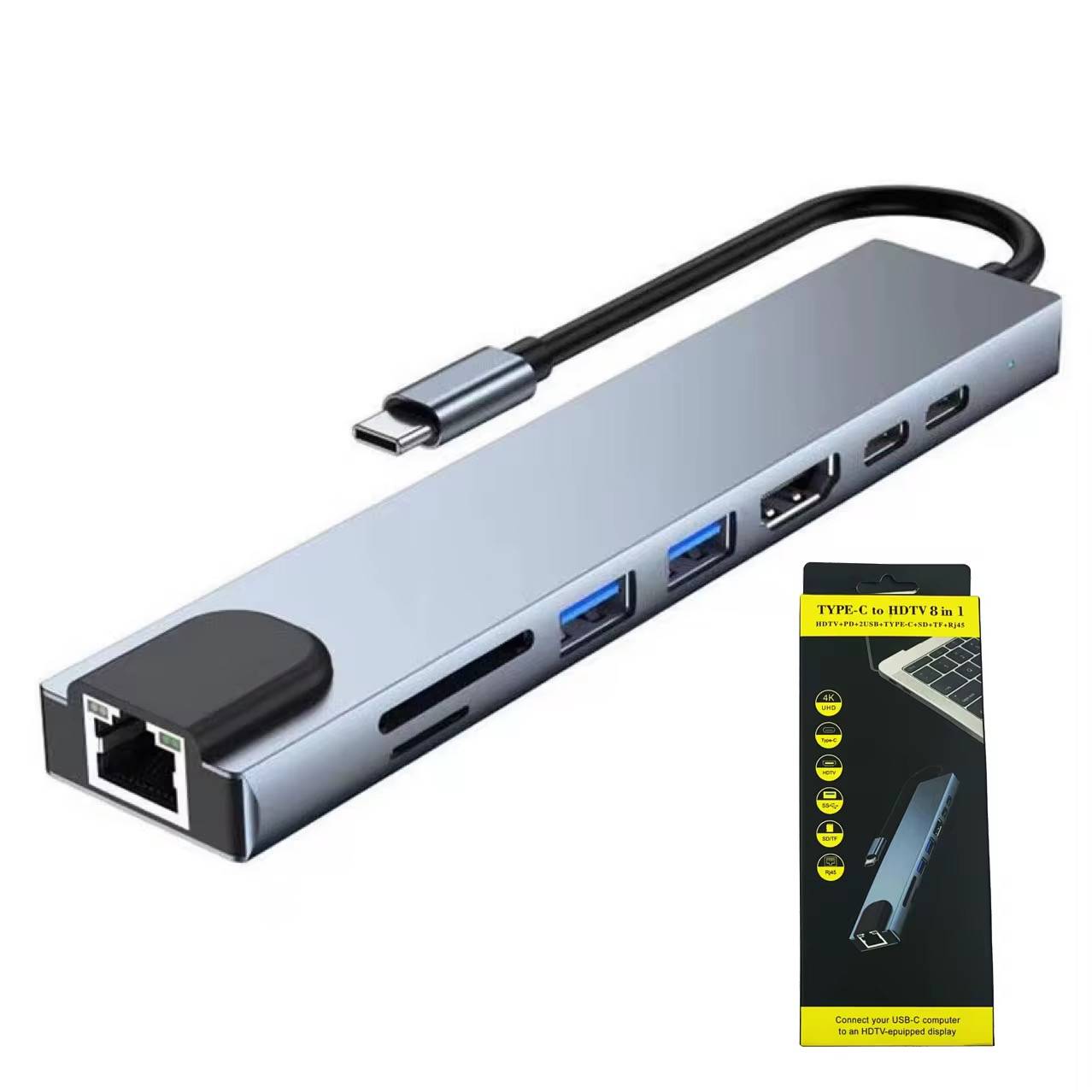Connecteur hub type c 8 ports en 1