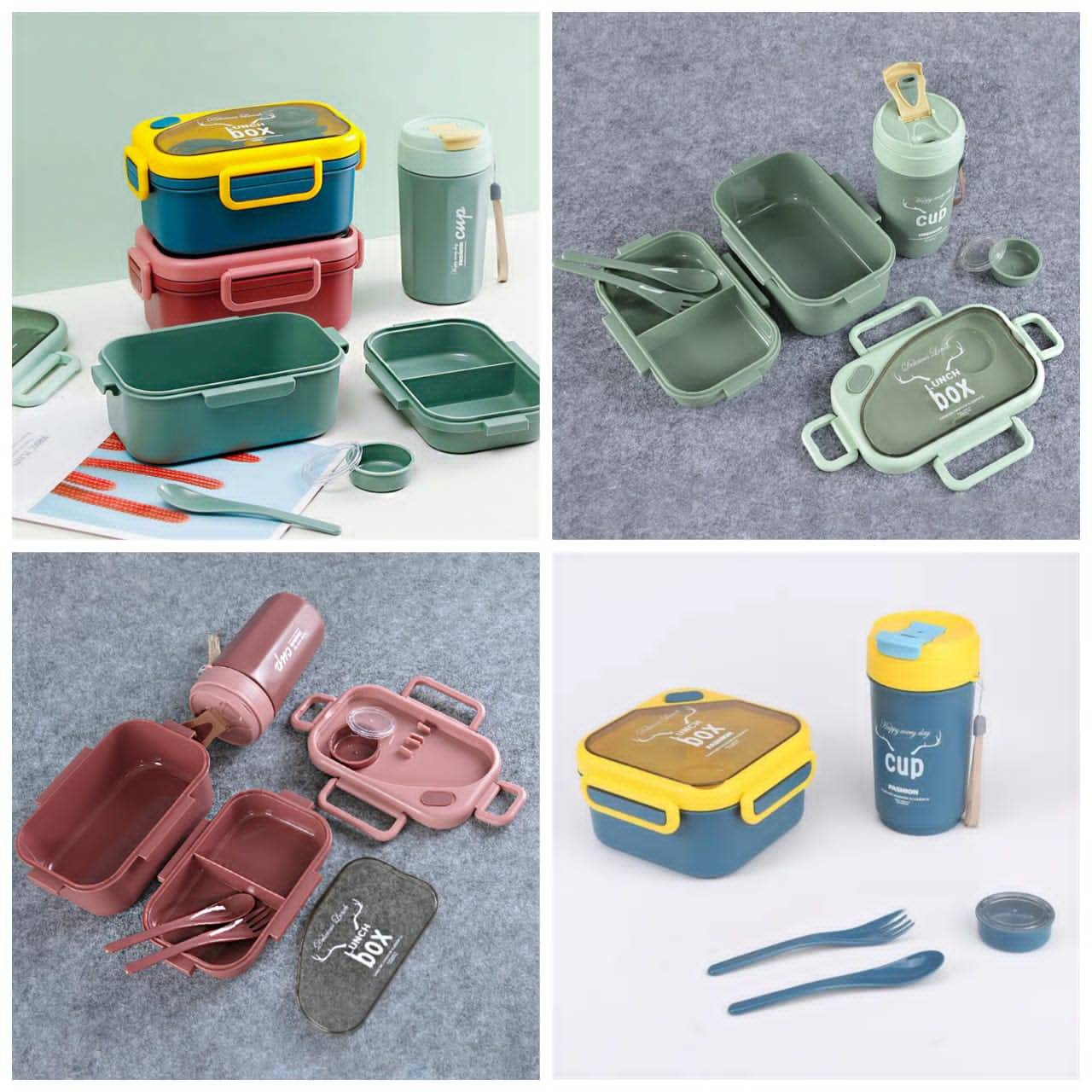 01 Lunch Box Compartimentée + Gourde Thermos – Set Complet