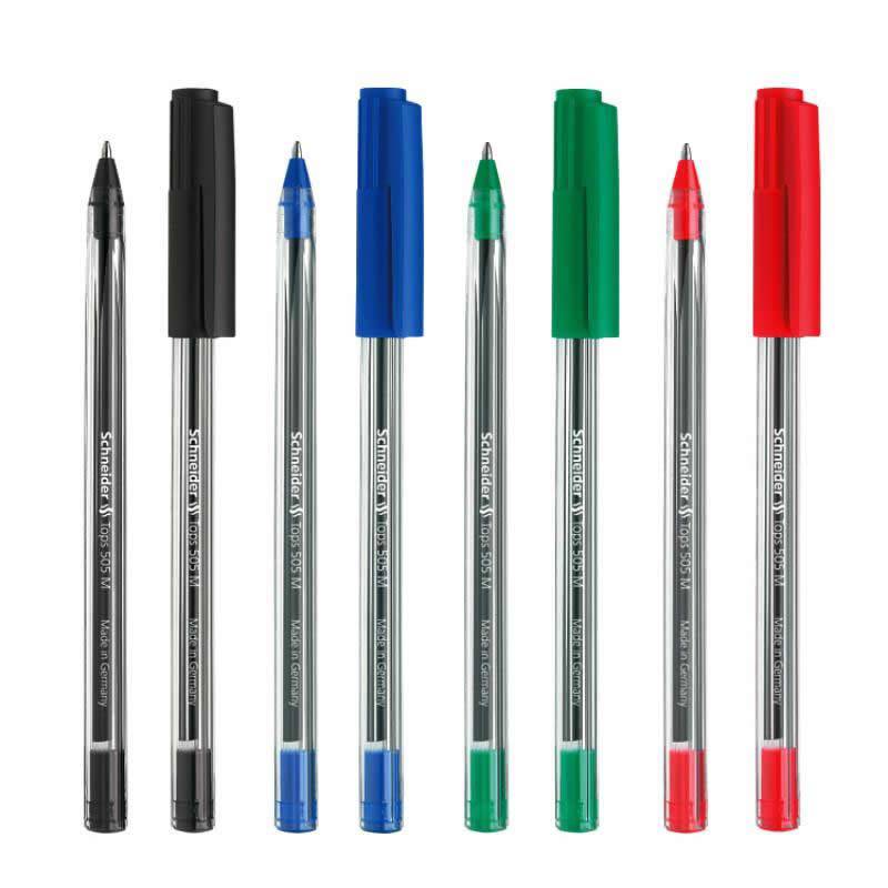 Stylos-Bille Schneider Tops 505 - Couleurs Mixtes (Noir, Rouge, Bleu, Vert) - Pointe Moyenne (M)
